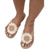 imageOYOANGLE Womens Floral Decor Open Toe Linen Flip Flops Slipper Summer Vacation Slip on Slide SandalKhaki