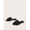 imageOYOANGLE Womens Fringe Trim Satin Open Toe Flat Slide Sandals Summer Casual Slip on Dressy SandalsBlack