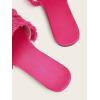 imageOYOANGLE Womens Fringe Trim Satin Open Toe Flat Slide Sandals Summer Casual Slip on Dressy SandalsHot Pink