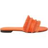 imageOYOANGLE Womens Fringe Trim Satin Open Toe Flat Slide Sandals Summer Casual Slip on Dressy SandalsOrange