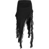 imageOYOANGLE Womens Ruffle Trim Asymmetrical Low Waisted Long Skirts Summer Party Going Out SkirtBlack