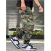 image:imageOYOANGLE Mens Camo Print Drawstring Elastic Waist Jogger Pants FLA Pocket Cargo PantsArmy Green