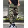 image:imageOYOANGLE Mens Camo Print Drawstring Elastic Waist Jogger Pants FLA Pocket Cargo PantsArmy Green