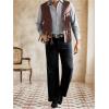 image:imageOYOANGLE Mens PU Leather Open Front Fringe Vest Boho Cowboy Western Sleeveless Jacket WaistcoatRust Brown