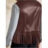 image:imageOYOANGLE Mens PU Leather Open Front Fringe Vest Boho Cowboy Western Sleeveless Jacket WaistcoatRust Brown