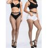 image:imageOYOANGLE Womens 4 Pairs Hollow Out Fishnet Mesh Tights See Through High Waist Sheer PantyhoseBlack