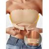 image:imageOYOANGLE Womens Front Closure Strapless Bra Scallop Trim Wireless Bandeau Comfy Tube Top BrasApricot