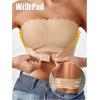 image:imageOYOANGLE Womens Front Closure Strapless Bra Scallop Trim Wireless Bandeau Comfy Tube Top BrasApricot
