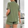 image:imageOYOANGLE Womens Maternity Pajamas V Neck Short Sleeve Button Down Shirt and Shorts 2 Piece loungewearArmy Green