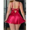 image:imageOYOANGLE Womens Plus Size Babydoll Lingerie Cut Out Lace Strap Nightgown Chemise Boudoir OutfitsBurgundy