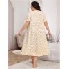 image:imageOYOANGLE Womens Plus Size Ditsy Floral Nightgowns Short Sleeve Ruffle Trim Long Nightdress SleepwearApricot