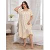 image:imageOYOANGLE Womens Plus Size Ditsy Floral Nightgowns Short Sleeve Ruffle Trim Long Nightdress SleepwearApricot