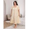 image:imageOYOANGLE Womens Plus Size Ditsy Floral Nightgowns Short Sleeve Ruffle Trim Long Nightdress SleepwearApricot