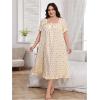 image:imageOYOANGLE Womens Plus Size Ditsy Floral Nightgowns Short Sleeve Ruffle Trim Long Nightdress SleepwearApricot