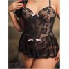 image:imageOYOANGLE Womens Plus Size Floral Lace Sheer Underwire Bodysuits Corset Lingerie One Piece Mini BabydollBlack