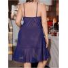 image:imageOYOANGLE Womens Plus Size Floral Sheer Nightgowns Sleeveless Ruffle Split Chemise Nightdress Babydoll LingerieDeep Blue