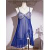 image:imageOYOANGLE Womens Plus Size Floral Sheer Nightgowns Sleeveless Ruffle Split Chemise Nightdress Babydoll LingerieDeep Blue