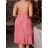 image:imageOYOANGLE Womens Plus Size Floral Sheer Nightgowns Sleeveless Ruffle Split Chemise Nightdress Babydoll LingerieDusty Pink