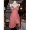image:imageOYOANGLE Womens Plus Size Floral Sheer Nightgowns Sleeveless Ruffle Split Chemise Nightdress Babydoll LingerieDusty Pink