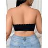 image:imageOYOANGLE Womens Plus Size Front Closure Strapless Bras Scallop Trim Bandeau Bra Push Up Tube Top BraletteBlack