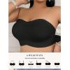 image:imageOYOANGLE Womens Plus Size Strapless Bra Non Slip Ribbed Tube Top Bralettes Comfortable Padded Bandeau BrasBlack