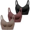 image:imageOYOANGLE Womens 3 Pack Maternity Bras Wireless Nursing Bra Pregnancy Comfy Padded BralettesMulticolor