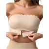 image:imageOYOANGLE Womens Front Closure Strapless Bra Scallop Trim Wireless Bandeau Comfy Tube Top BrasApricot
