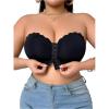 image:imageOYOANGLE Womens Plus Size Front Closure Strapless Bras Scallop Trim Bandeau Bra Push Up Tube Top BraletteBlack