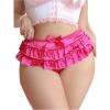 image:imageOYOANGLE Womens Plus Size Satin Panties Layered Ruffle Mid Rise Full Coverage Briefs Silky Coquette UnderwearHot Pink