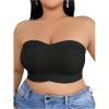 image:imageOYOANGLE Womens Plus Size Strapless Bra Non Slip Ribbed Tube Top Bralettes Comfortable Padded Bandeau BrasBlack