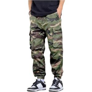 image:imageOYOANGLE Mens Camo Print Drawstring Elastic Waist Jogger Pants FLA Pocket Cargo PantsArmy Green