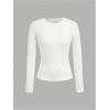 image:imageOYOANGLE Girls Long Sleeve T Shirt 3 Pack Crew Neck Basic Fitted Tee Shirts Solid Fall Layering TopsBlack White