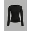 image:imageOYOANGLE Girls Long Sleeve T Shirt 3 Pack Crew Neck Basic Fitted Tee Shirts Solid Fall Layering TopsDark Grey