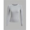image:imageOYOANGLE Girls Long Sleeve T Shirt 3 Pack Crew Neck Basic Fitted Tee Shirts Solid Fall Layering TopsLight Grey