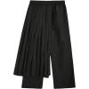 image:imageOYOANGLE Mens Skirt Pants Loose Wide Leg Asymmetrical Pleated Japanese Harajuku Kimono TrousersBlack