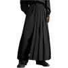 image:imageOYOANGLE Mens Skirt Pants Loose Wide Leg Asymmetrical Pleated Japanese Harajuku Kimono TrousersBlack