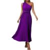 image:imageOYOANGLE Womens Sleeveless One Shoulder Twist Front Pleated Long Maxi Dress Party Cocktail Dresses