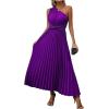 image:imageOYOANGLE Womens Sleeveless One Shoulder Twist Front Pleated Long Maxi Dress Party Cocktail Dresses