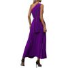 image:imageOYOANGLE Womens Sleeveless One Shoulder Twist Front Pleated Long Maxi Dress Party Cocktail Dresses