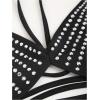 image:imageOYOANGLE Womens Rhinestone Beaded Cut Out Camisoles Sleeveless Strappy Backless Party Crop Top Going Out TopsBlack