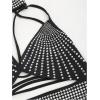 image:imageOYOANGLE Womens Rhinestone Beaded Cut Out Camisoles Sleeveless Strappy Backless Party Crop Top Going Out TopsBlack