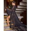 image:imageOYOANGLE Womens Ruffle Trim Long Sleeve Belted Sheer Mesh Wedding Bride Robe NightgownBlack