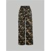 image:imageOYOANGLE Girls Camo Print Cargo Pants Flap Pocket Mid Waist Wide Leg Casual JeansYellow