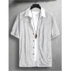 image:imageOYOANGLE Mens Sequin Shiny Button Down Shirt Short Sleeve Collared Shirts Party Holiday TopsWhite