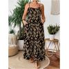 image:imageOYOANGLE Womens Plus Size Printed Wide Leg Jumpsuits Boho Spaghetti Strap Long Pants Romper with PocketMulticolor