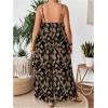 image:imageOYOANGLE Womens Plus Size Printed Wide Leg Jumpsuits Boho Spaghetti Strap Long Pants Romper with PocketMulticolor
