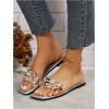 image:imageOYOANGLE Womens Rhinestone Flower Decor Clear Strap Sandals Square Toe Flat SandalsBright Silver