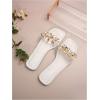 image:imageOYOANGLE Womens Rhinestone Flower Decor Clear Strap Sandals Square Toe Flat SandalsLight White