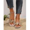 image:imageOYOANGLE Womens Rhinestone Flower Decor Clear Strap Sandals Square Toe Flat SandalsLight White
