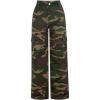 image:imageOYOANGLE Girls Camo Print Cargo Pants Flap Pocket Mid Waist Wide Leg Casual JeansDeep Green